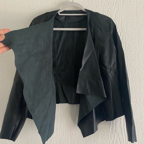 Blank NYC Faux Suede Drape Front Moto Waterfall Biker Jacket. Size Small - Picture 2 of 6